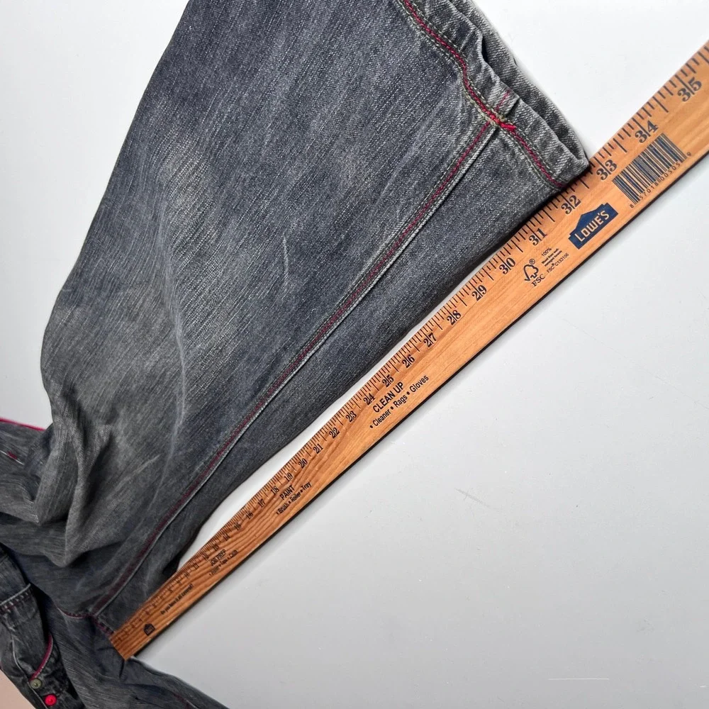 Coogi Jeans‎ Mens 36x34 Black Faded Denim Embroidered Patchwork Straight Leg Y2K